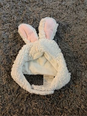 Cozy White Plush Bunny Ear Dog Hat with Pink Ears